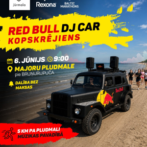 Skriešanas treniņš - “Baltic Marathons” un “Red bull” DJ auto kopskrējiens | Majoru pludmale